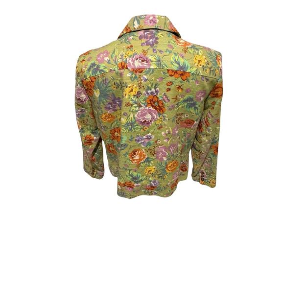 Coldwater Creek Floral Blazer Jacket XL Multicolor Cotton Lined Retro - Picture 4 of 5